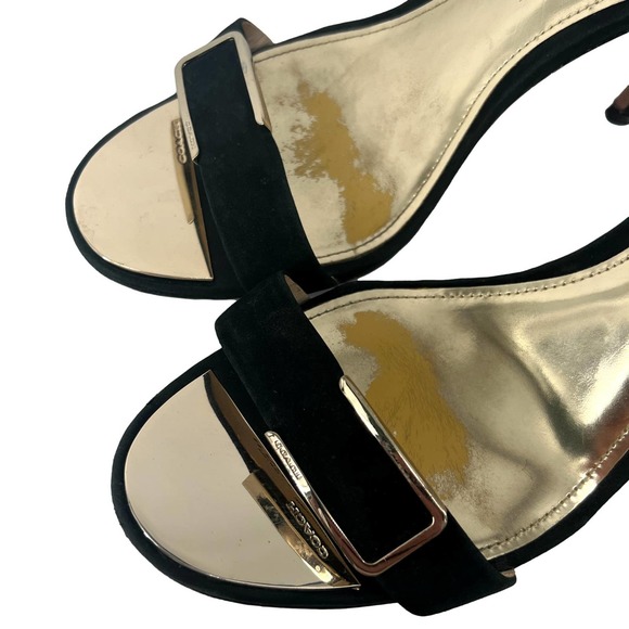 Coach Open Front Black Suede Stiletto Heel Size 9.5 EUC - Picture 3 of 12